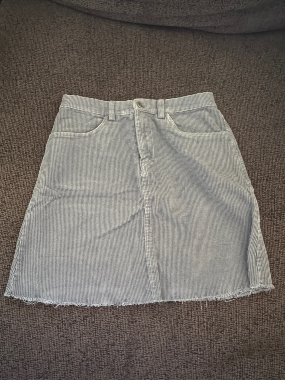 Brandy Melville Light Gray Corduroy Skirt - Women's